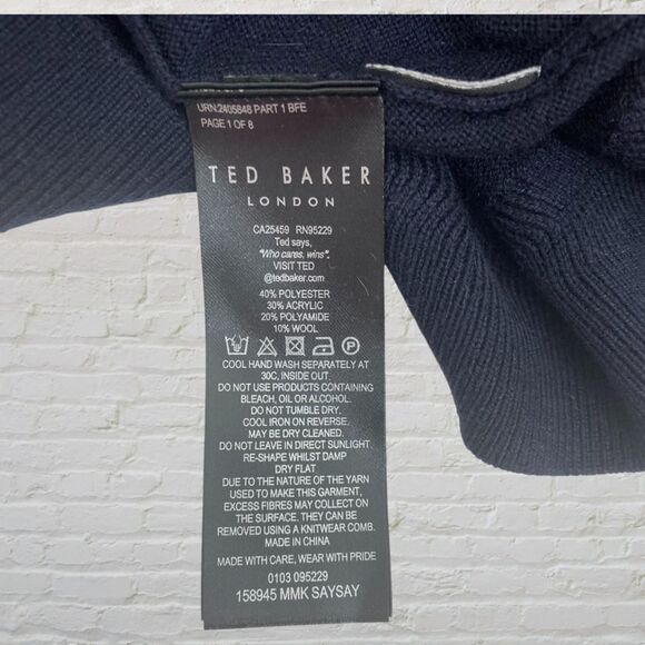 Ted Baker London Saysay Crew Neck Sweater Navy Black Size 4 - Picture 16 of 16